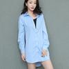 Women Casual Shirt Dress Spring Autumn Mid-length Shirt Dress Lapel Long Sleeve Single Breasted Long Shirt Solid Color Nightdress