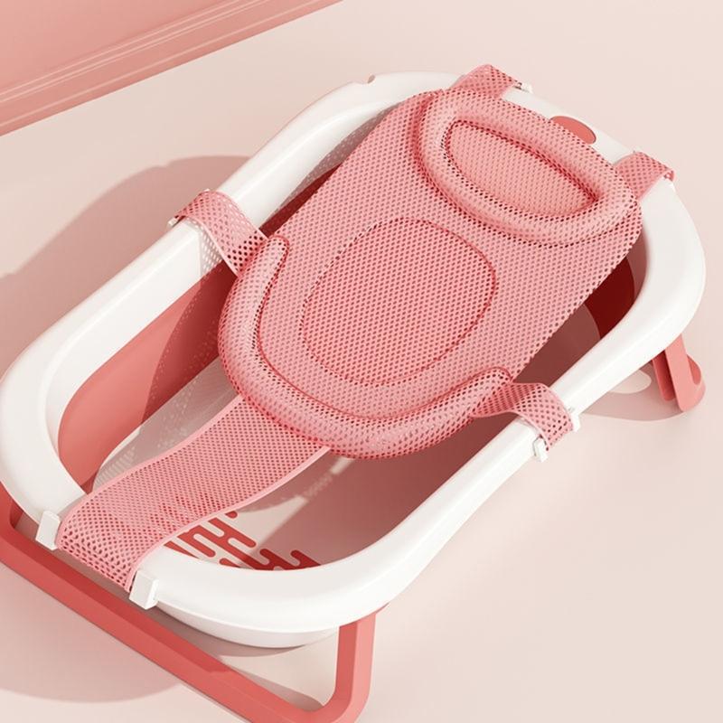 T-shaped Baby Bathtub Net Pocket Adjustable Newborns Bath Net Infant Bath Rack Shower Accessories for Safe Bathing