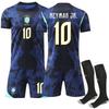 Teens Kids Adults Football Kits Sport Training Jersey Set with Socks 2026 FIFA World Cup Brazil Away #10 NEYMAR JR