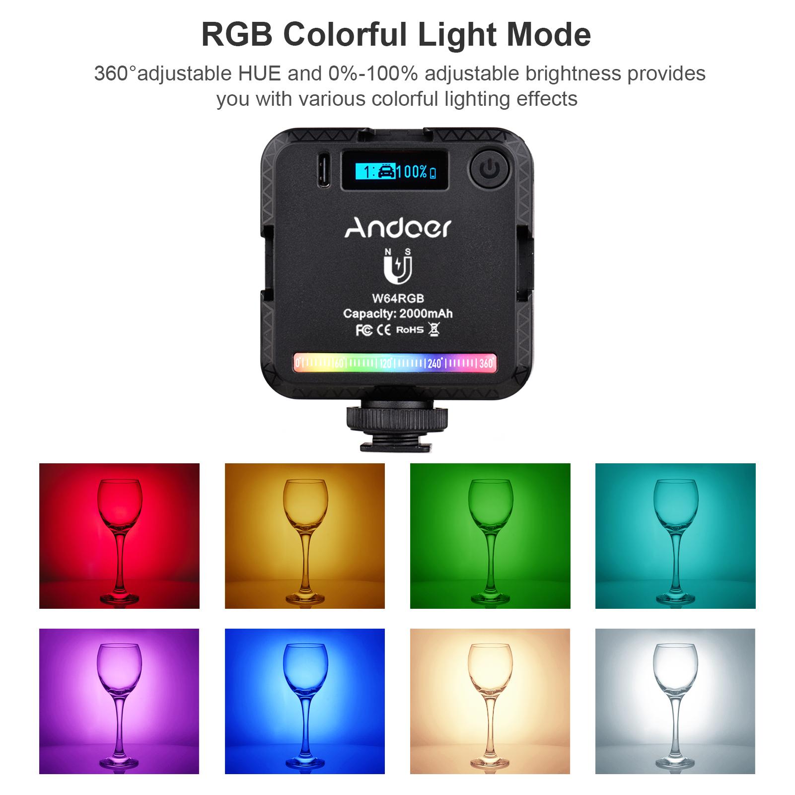 Andoer W64RGB Mini RGB светодиодный светильник для видеосъемки — фото 5