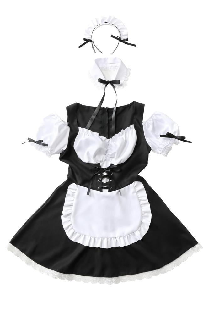 Clearstone GLOWHOLIC Cosplay Halloween Corset Maid, Women's, Size M, Black