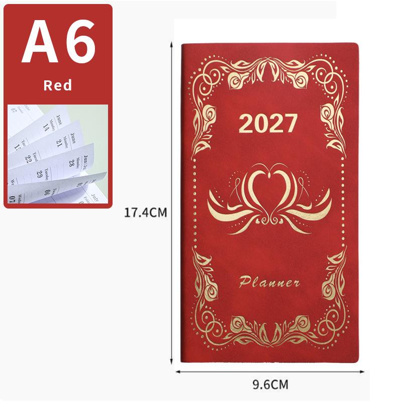 2027 Tragbarer A6 Tagesplaner 365 Tage Zeitplan Management Kalender Tagebuch Notizbuch für Büro Reise Gebrauch