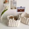 Practical Nordic Style Woven Basket Hand-woven Rectangular Cotton Rope Basket Multi-functional Storage Basket Desktop Storage