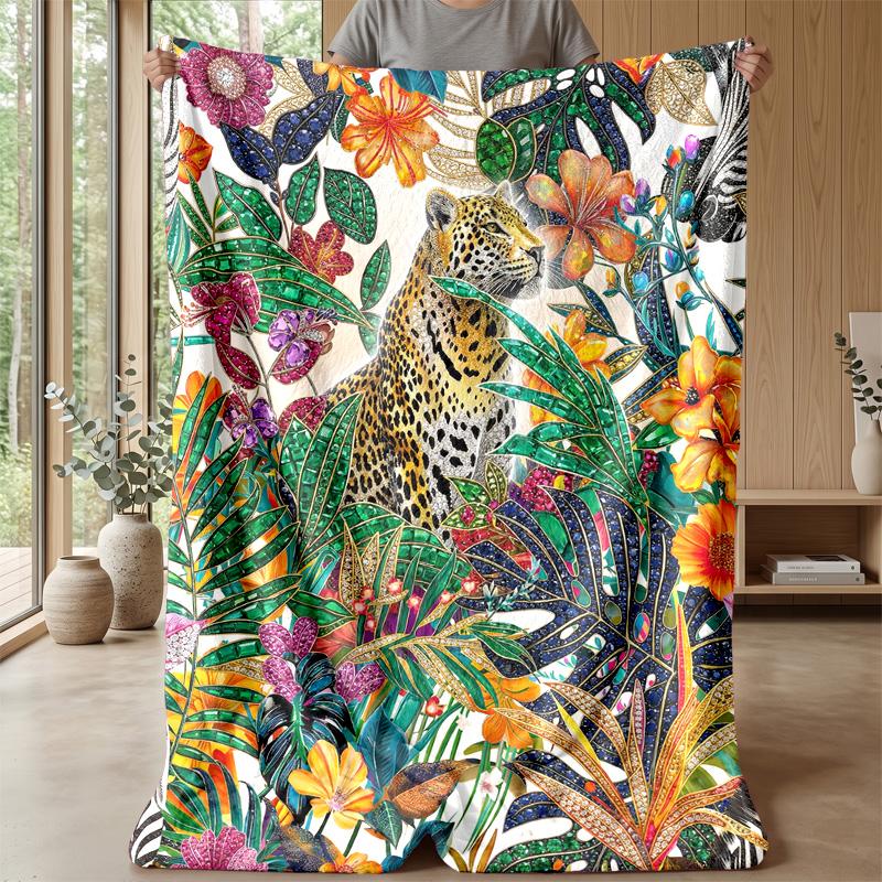 Jungle Glamour Pattern 1 Theme blanket Lightweight Warm Flannel Blanket Decorative Throw Blanket for Home Decoration