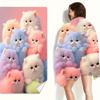 Cute Pastel Fluffy Kitten Print Beach Towel Quick Dry Microfiber Sand Free Absorbent Washable for Summer Pool Travel