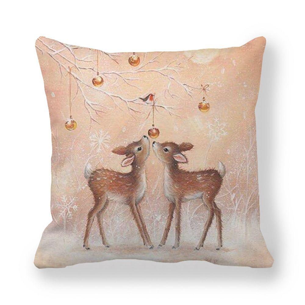 Peach Skin For Sofa Santa Claus Christmas Decor Tree Gift Pillow Pillowcase Cushion Cover Ornament