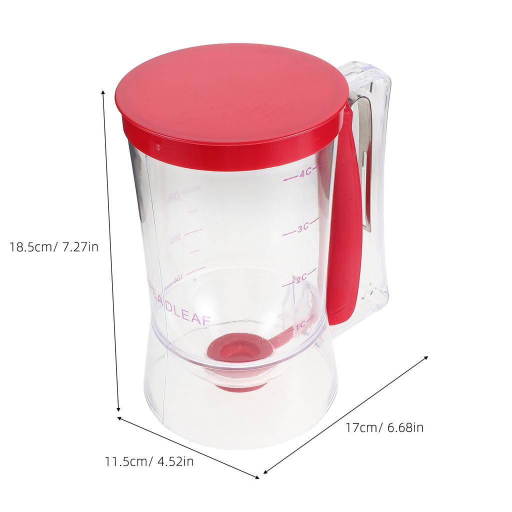 4-Cup Batter Mixing Jug Dispenser with Squeeze Handle Portion Control Non-Drip Pouring for Pancakes Waffles Cupcakes Crepes Mini