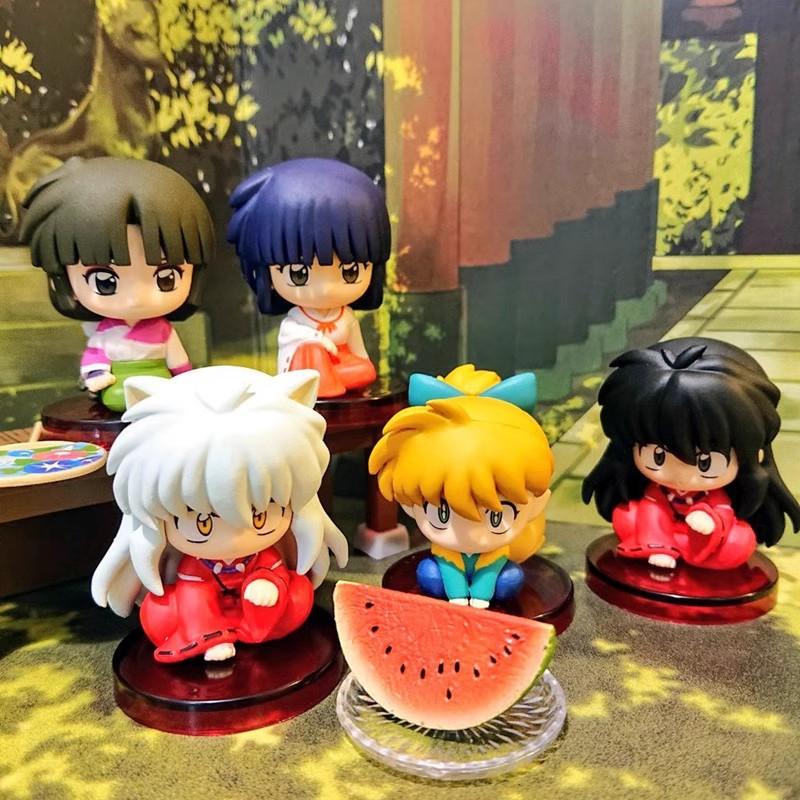 4pcs/Set Anime INUYASHA Figure Toy Kikyo Sesshoumaru Higurashi Kagome Cartoon Doll Kids Gift