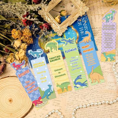 30 Cartoon Dinosaur Reading Bookmarks Simple Hand Account Literary and Creative Materials Ins Reading Paper Bookmarks Can Be DIY