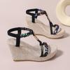 Fashion 2025 Summer Womens Light Wedge Sandals New Hot Sale Platform Peep Toe Elasticity Band Back Strap Slingback Boho Shoes Sandalias