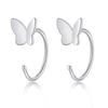 1Pair Butterfly Heart Star Round Shape Ear Clip Silver Color  Hoop Earrings For Women Girls Opening Hoops Earring Jewelry