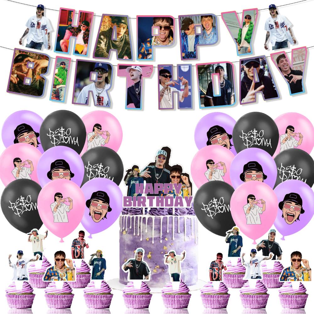 32pcs Peso Pluma Singer Party Decorations include Banner Balloons Cake Topper