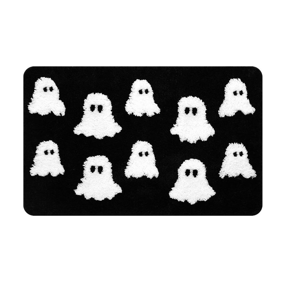 

Spooky Ghosts Halloween Door Mat Non Slip Flannel Pumpkin Doormat Cute Ghost 40*60CM Floor Mat for Bathroom Bedroom Living Home