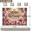 2D flat banner, 1pc romantic rose crown design theme personalized birthday customized poster