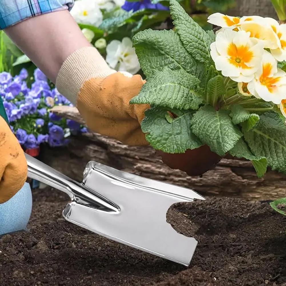 Heavy Duty Stainless Steel Garden Shovel Hand Trowel Rust-Proof Gardening Tool For Planting Transplanting Weeding Digging Yard