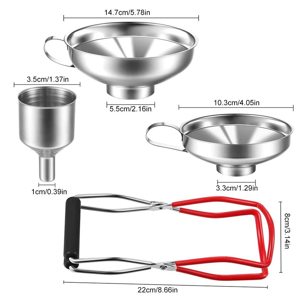 4Piece Stainless Steel Canning Funnel Set with Grip Handle Ideal for Preserving Jars and Bottles In Your Kitchen