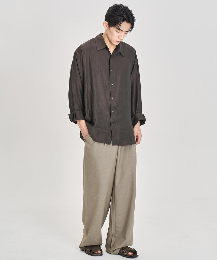 PRAIRIE Silky Striped Shirt (Brown)