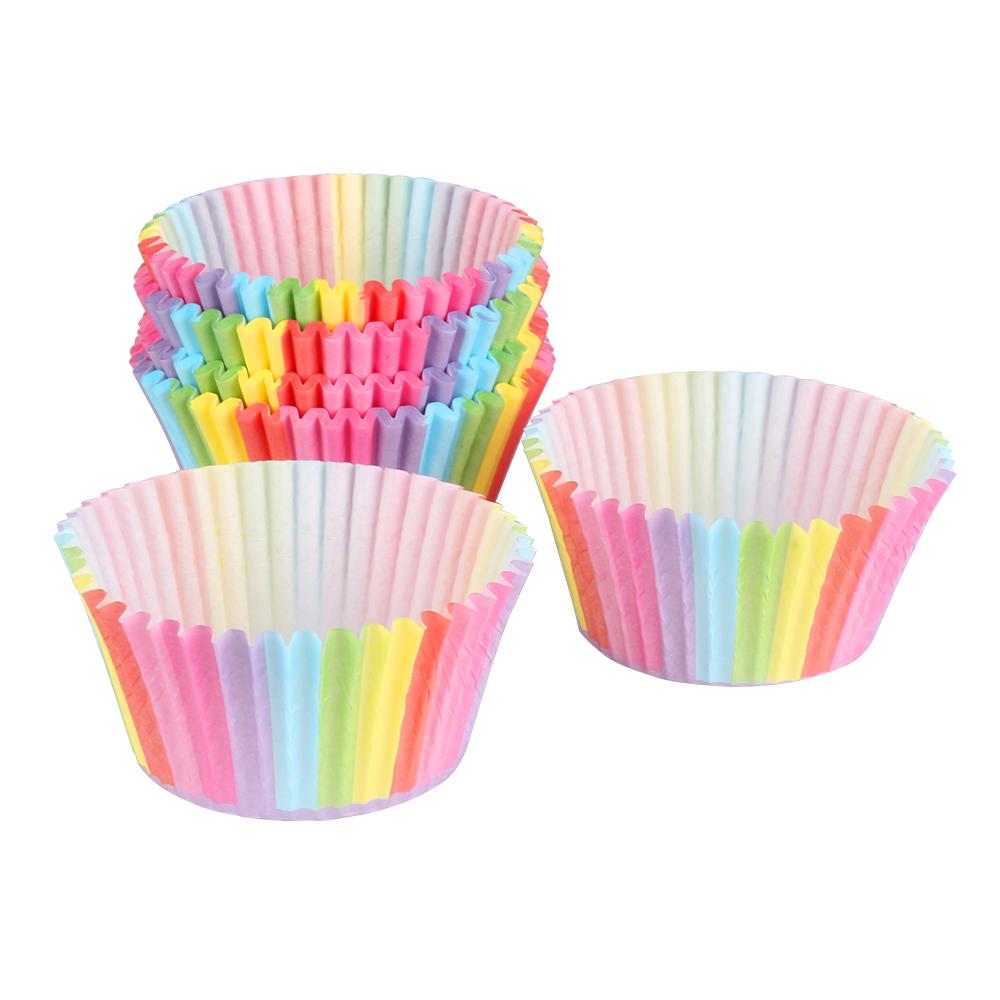 Buy 100 PCS Rainbow Cupcake Paper Liners Muffin Cases Cup Cake Baking Egg Tarts Tray Kitchen