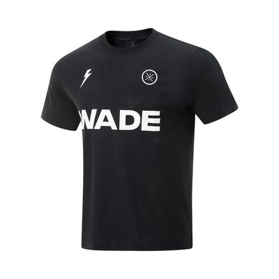 Li Ning Comfortable Simple Round Neck Pullover Letter Print Versatile Moisture Wicking Short Sleeve T-Shirt Men Tops Black ATSV015-1