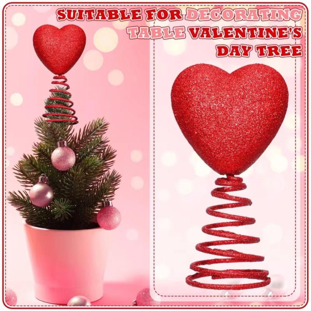 Red Heart Heart Tree Topper Coil Spring Heart Treetop Ornament  Christmas Holiday