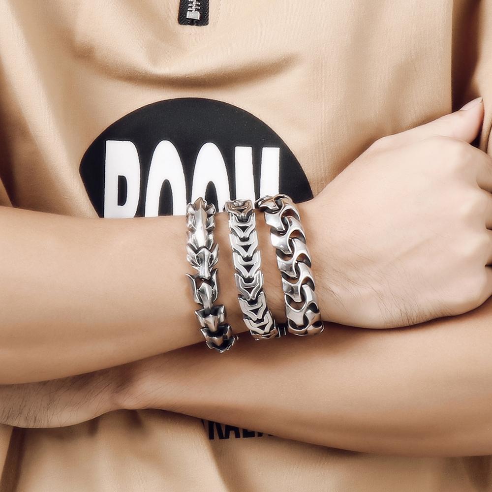 Große Größe 20/22/24CM Lange Schwere Edelstahl Armband Männer Link Kette männer Armbänder Metall armreifen Massiven Auf Hand Schmuck