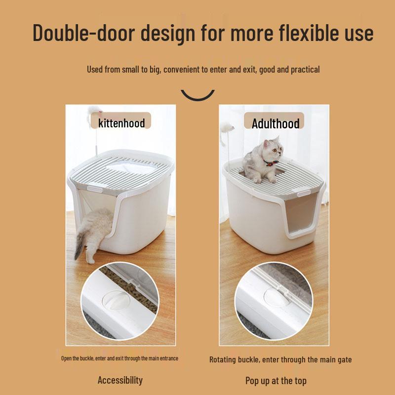 Extra Large Enclosed Cat Litter Box - Odor-Proof, Anti-Splash & Anti-Tracking, Top Entry