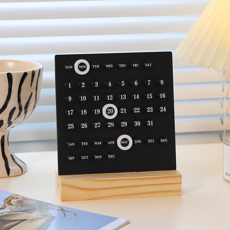 Nordic Wooden Ring Acrylic Calendar: Aesthetic Desktop Ornament and Decompression Decoration