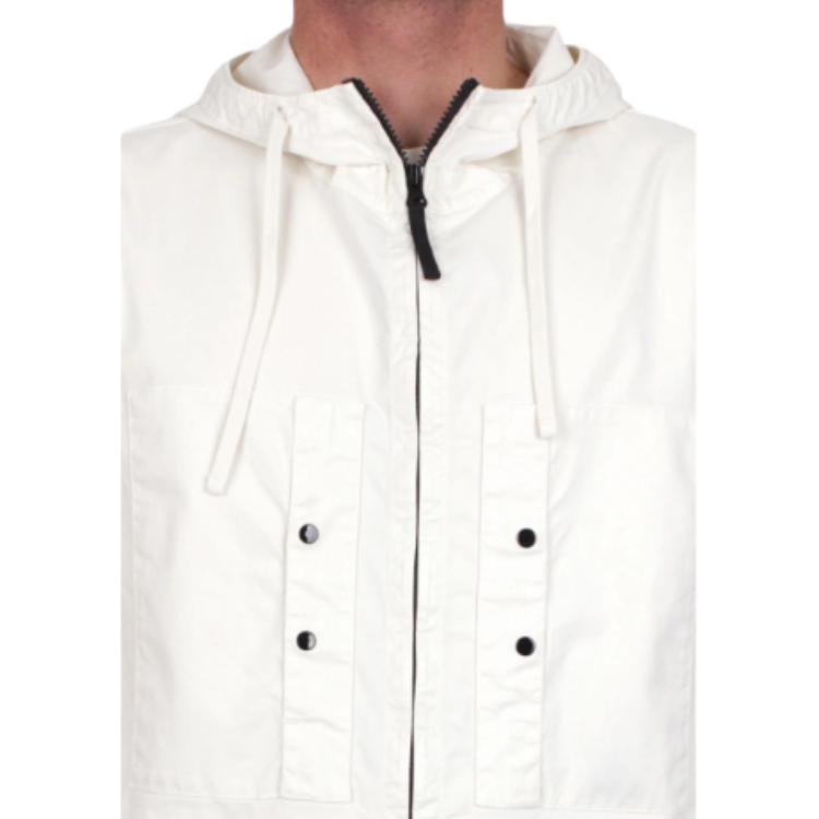 STONE ISLAND Solid Color Zip-Up Hooded Long Sleeve Jacket Men Jackets Ivory K1S1541000-91S0010-V0093