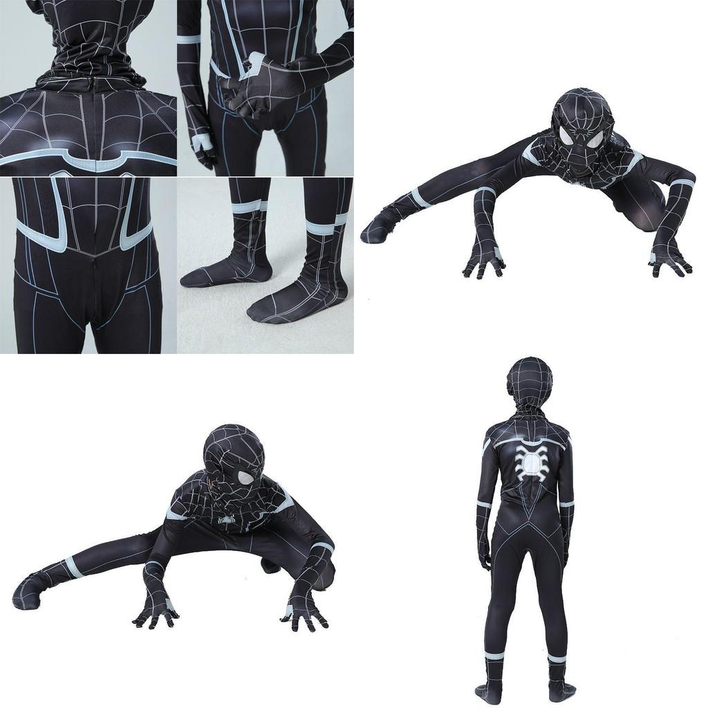 Stunning Black Spider-man Homecoming Cosplay Costume With Breathable Material For Kids And Adults