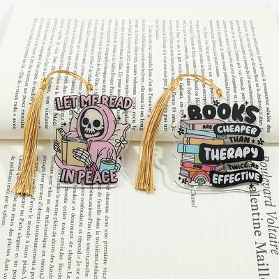 1pc Funny Skull Book Marks Reading Markers Acrylic Bookmarks Friends Girls Teachers Kids Stationery School Supplies