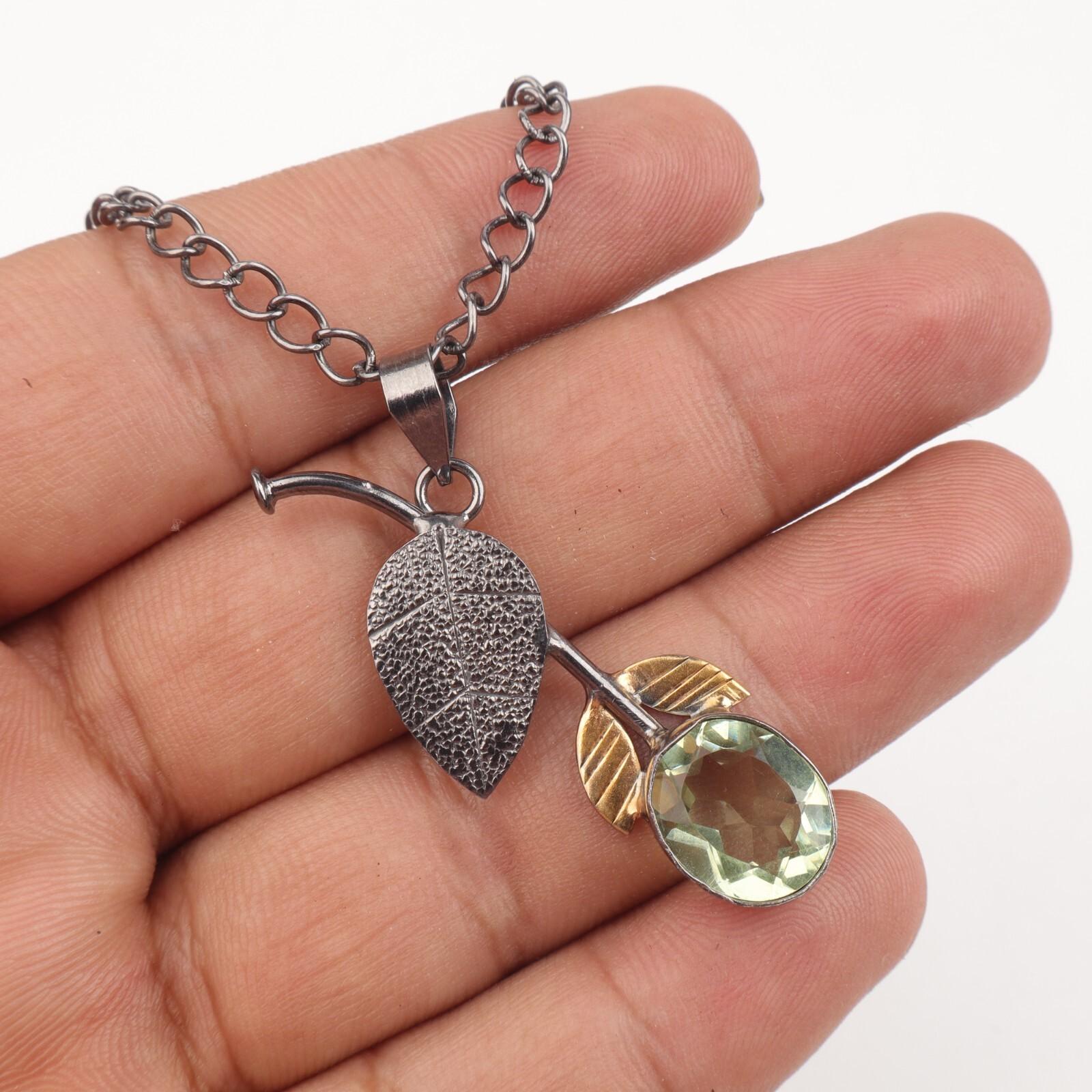 

Green Amethyst Gemstone Pendant 925 Stamped Silver Handmade Women s Jewelry PP-55-10