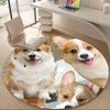 1 Stück Hunde Welpen Corgi Büro Runder Teppich, Indoor-Matte Geeignet Für Büro, Unter Bürostühlen Schlafzimmer Wohnzimmer Heimdekoration, Raumdeko, f002