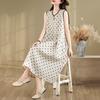 Sleeveless Plus Size Cotton Linen Vintage Dot New In Dresses for Women Casual Loose Long Summer Dress