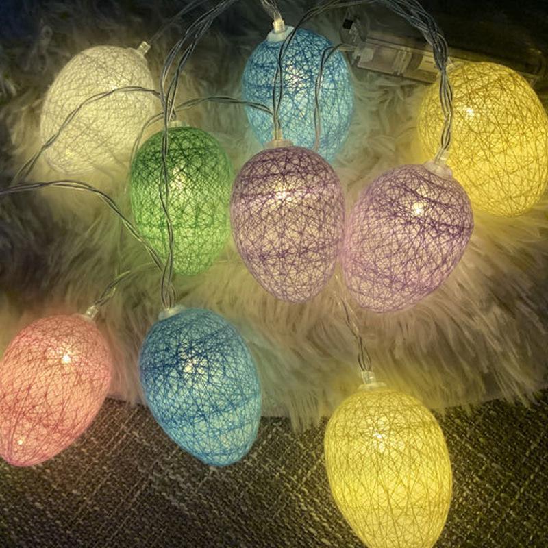 LED Crackled Egg Easter String Lights with Rabbit Eggshell Shapes