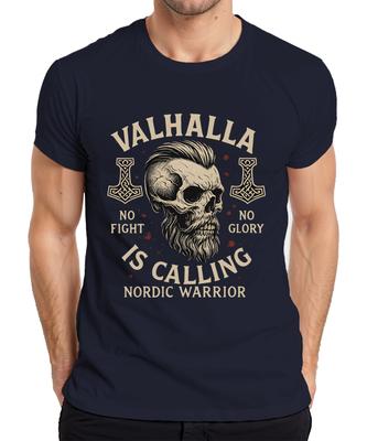 Valhalla Is Calling Viking Warrior Skull Rune Hammer Norse Unisexs TShirt