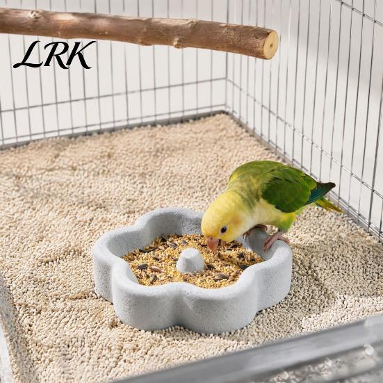 Easy Clean Bird Water Bowl Pumice Stone Bowl, Spill Proof Parrot Calcium Rich, Stable Cage Accessory Food Dish, Feeder for Cockatiel Conure