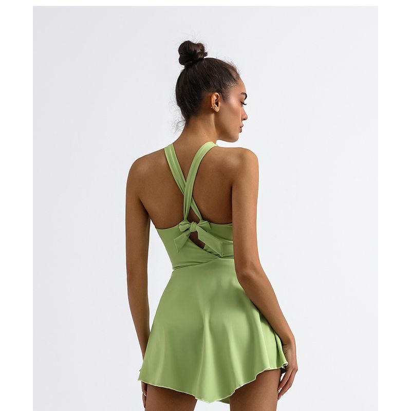 With Detachable Chest Pad Cross-Border Foreign Trade Exercise Workout Quick-Drying Beauty Back Dress with Leggings Tennis Skirt Beach Skirt