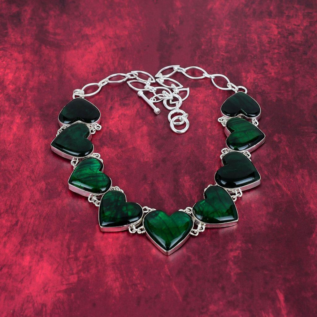 Green Flash Labradorite Necklace, 925 Solid Sterling Silver Necklace, Jewelry, Handmade Jewelry Necklace With Adjustable Chain