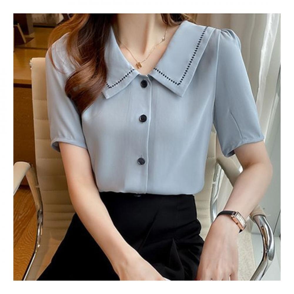 NaVaVa Men Retro Simple V Neck Collar Short sleeVe Shirt Nb1555