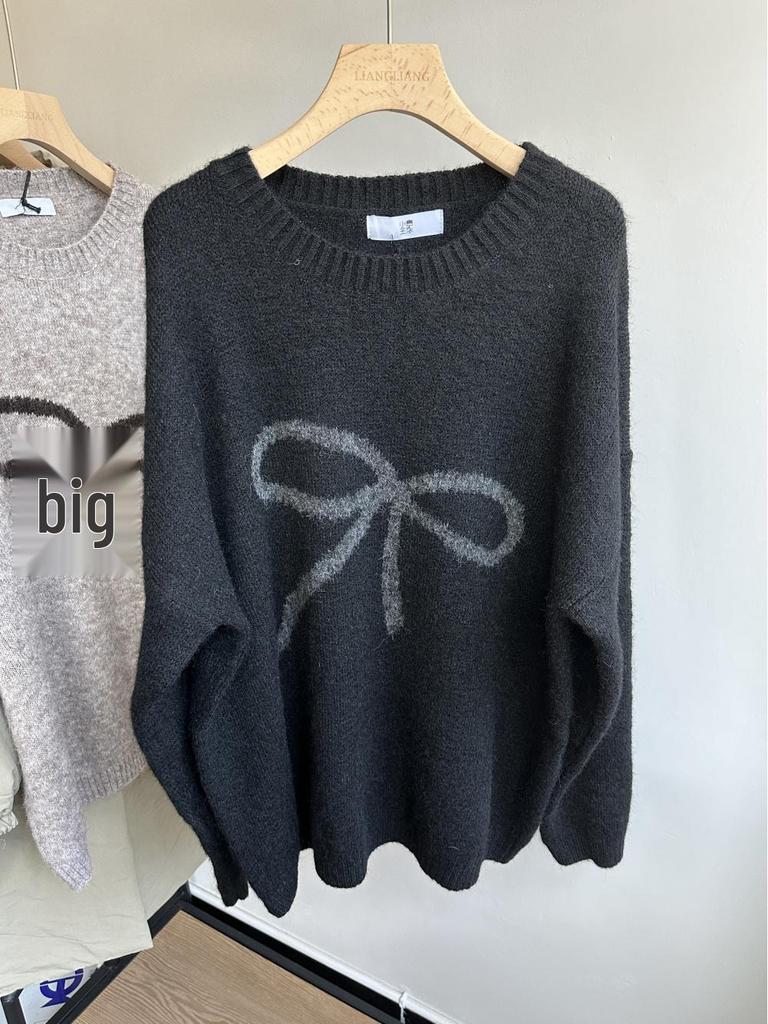 Xiao Wang's 8370 Winter Korean Plus Size Casual Bow Knit Sweater