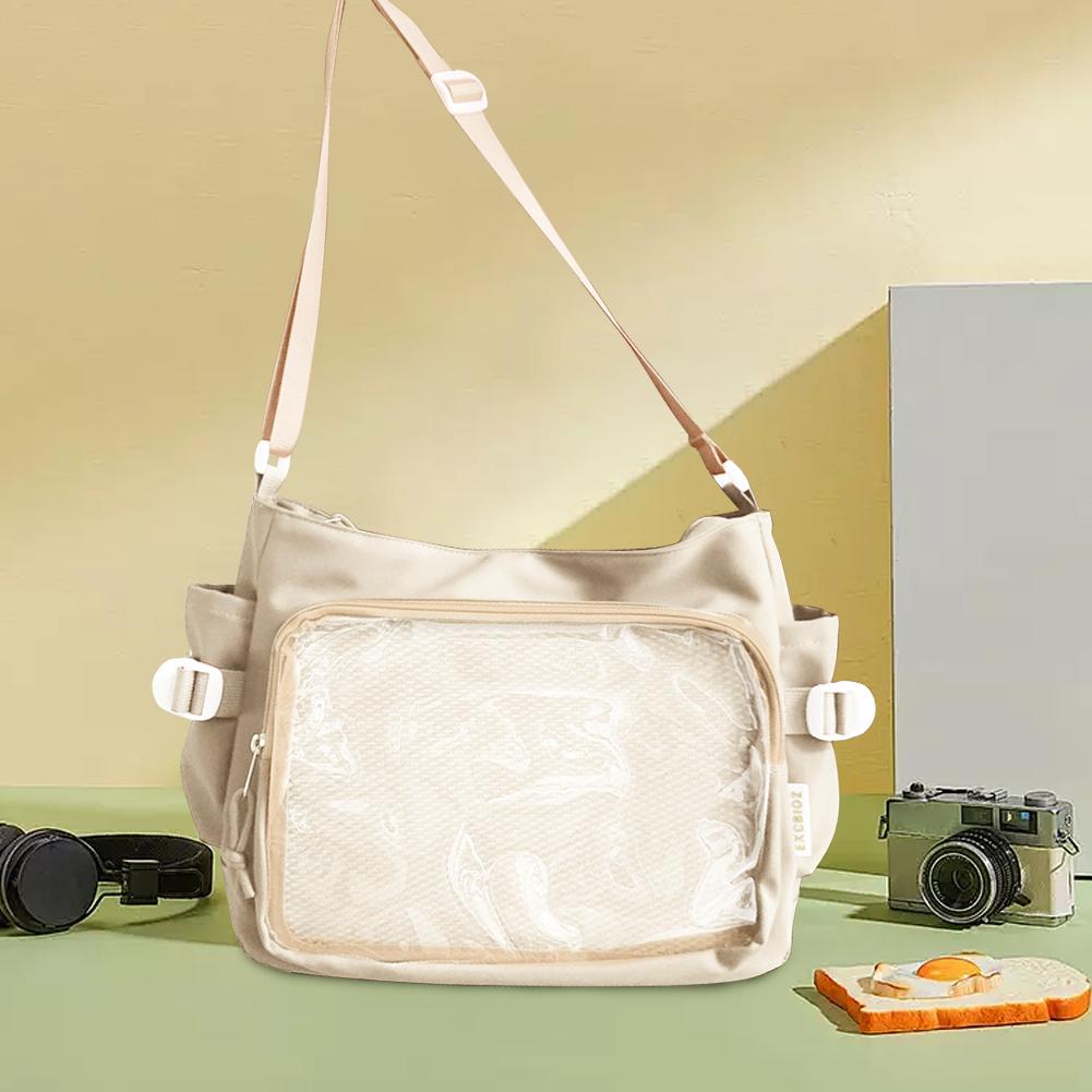 Women Ita Bag Japanese Style Shoulder Purse Multi-pockets Cartoon Book Bag Adjustable Strap Simple Tote Bag Trendy Outdoor Bag