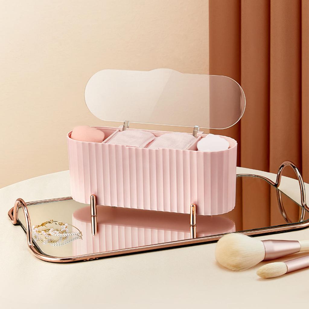 Dustproof Makeup Organizer Box Plastic Cotton Swab Pad Storage Container with Lid For Bathroom Home