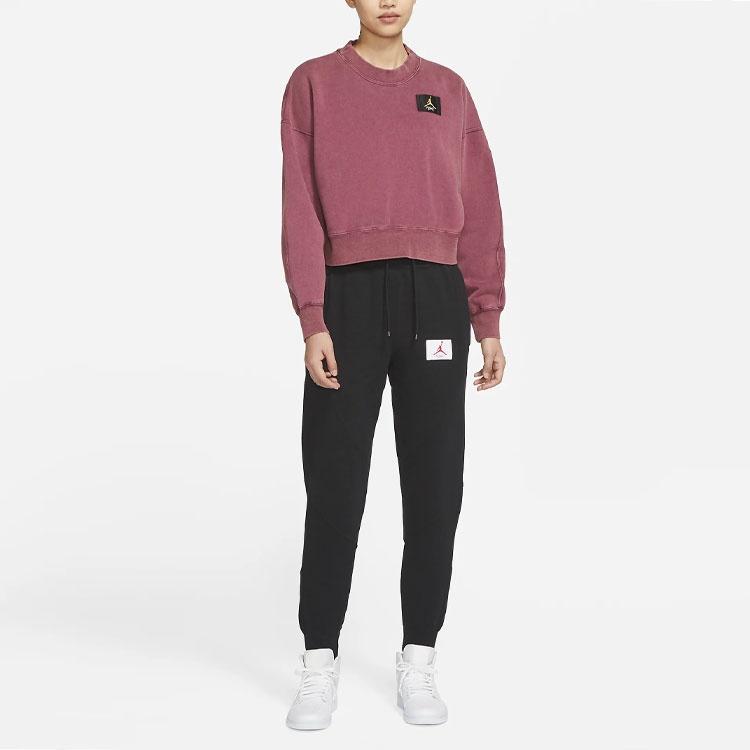 (WMNS) Air Jordan Flight Round-neck Swea Deep-Wine Women's CV7786-610