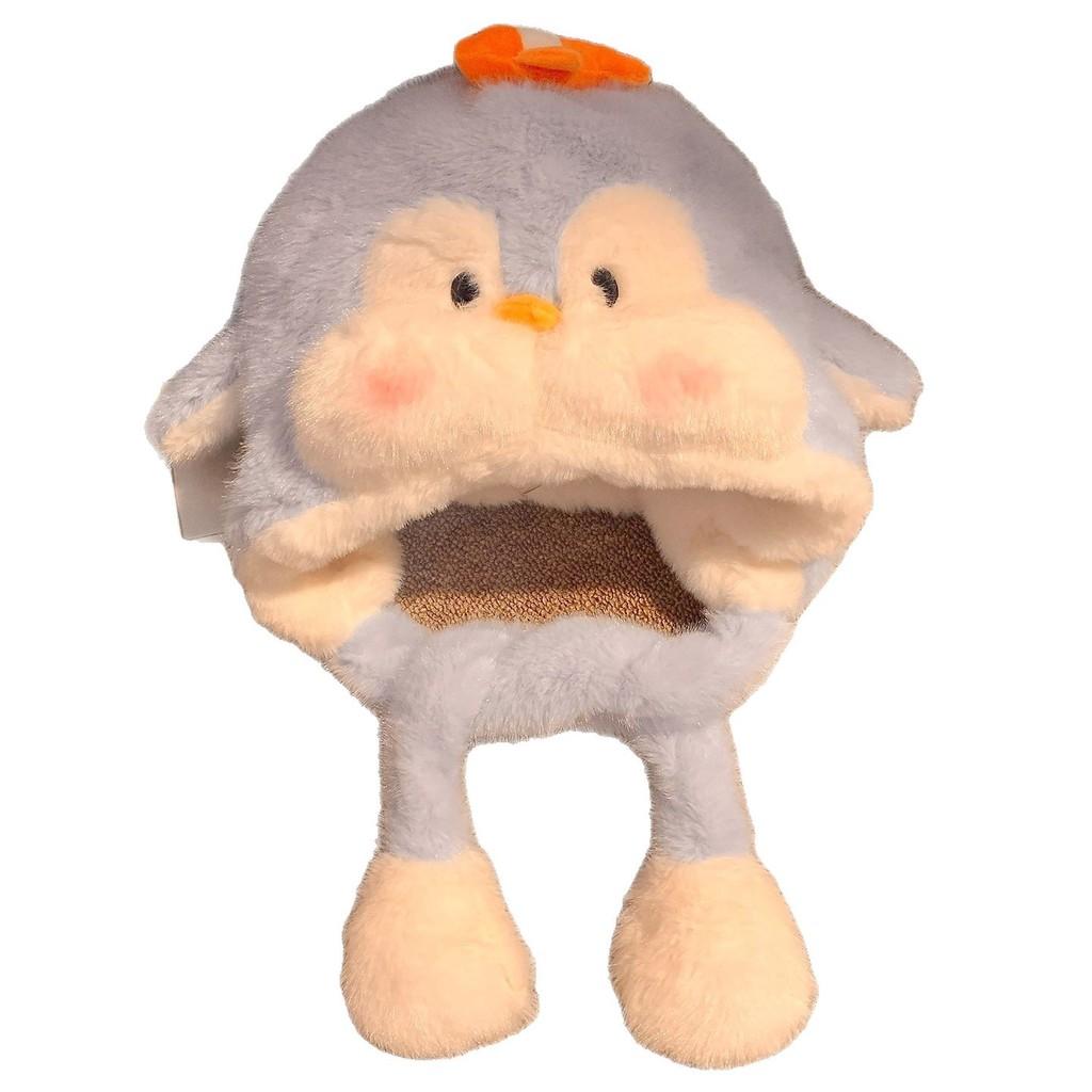 

Penguin Plush Hat For Women Winter Warmth With Windproof Design For Casual Wear Blue Penguin