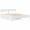 VidaXL Bed Frame with Headboard White 135x190 Cm Solid Pine Wood, Bedroom Furniture, Bed Base, Wooden Bed, 3301765
