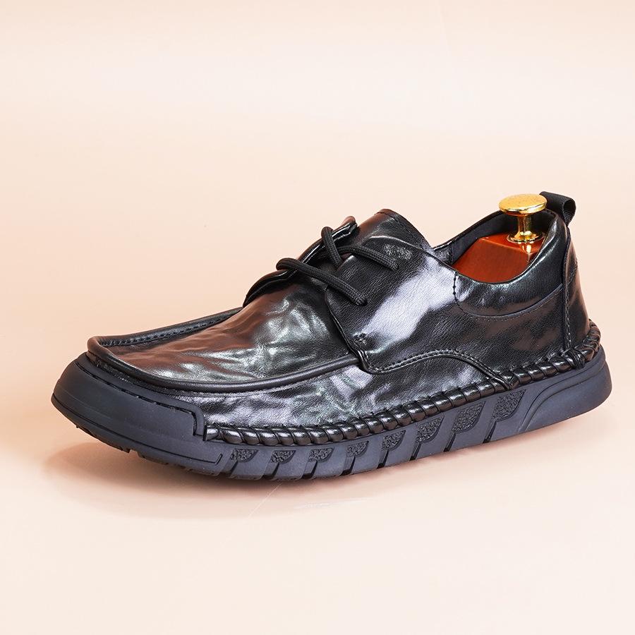

2025 new summer breathable Doudou shoes men s hollow punching men s shoes men s casual leather shoes soft-soled casual shoes 44