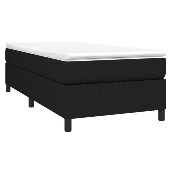 3144393 vidaXL Lit à sommier tapissier avec matelas Noir 90x200 cm Tissu