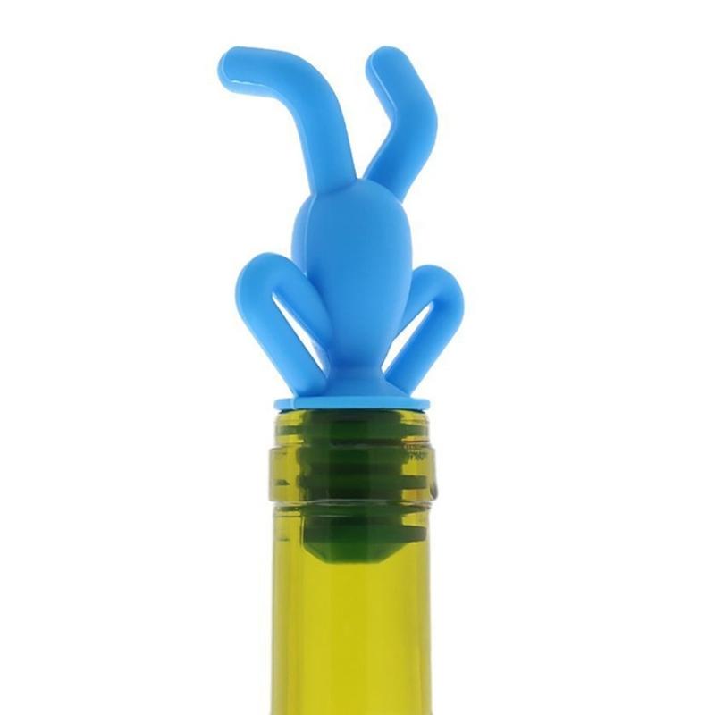 Creative Upside Down Man Design Silicones Bottle Stoppers And Glass Identifier For Wine Lovers And Parties