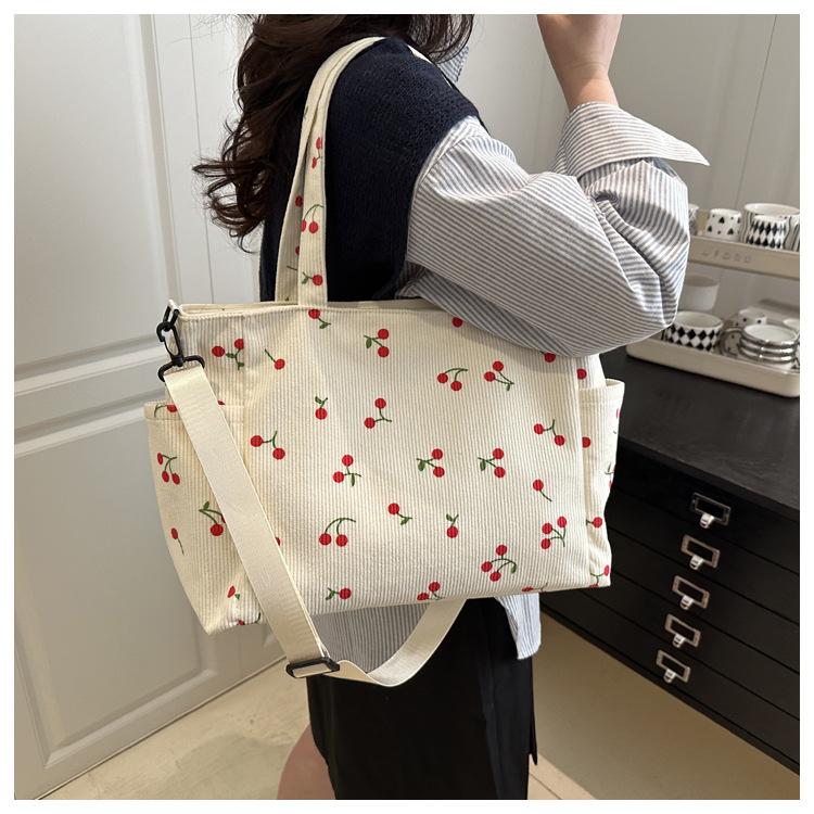 Large Capacity Bucket Tote Bag Cotton Casual Shoulder Handbag for Women