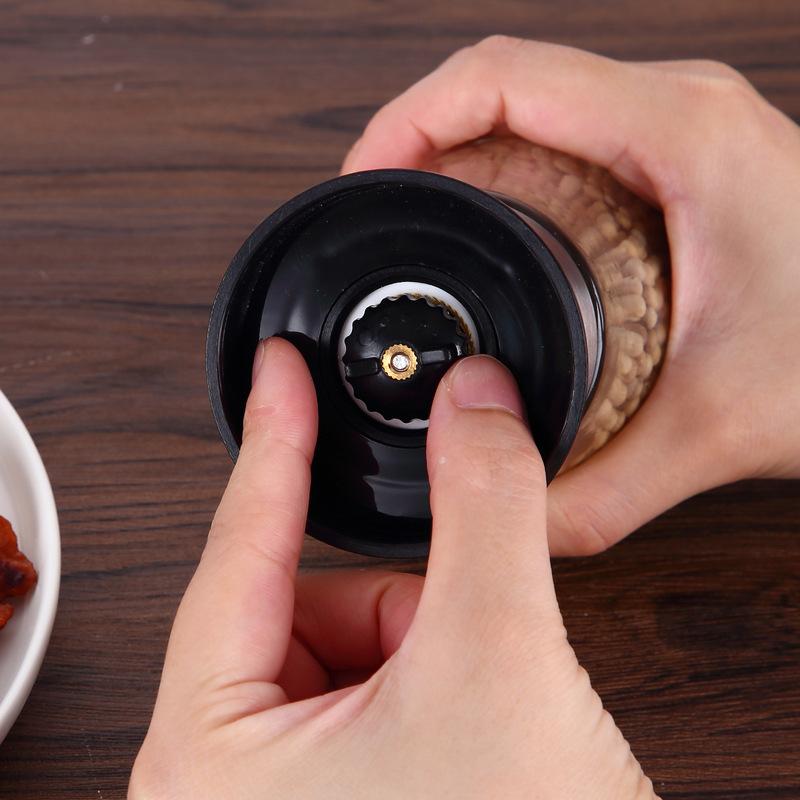 Stainless Steel Salt Pepper Grinder with Lid Ceramic Blades Glass Body Spice Salt Shaker Adjustable Coarseness Pepper Salt Mill